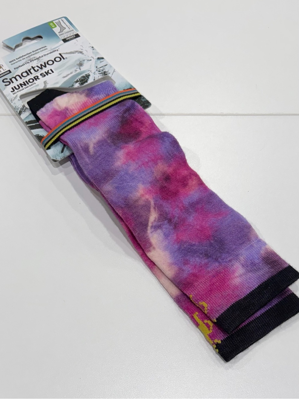 SmartWool Boys Girls Kids Medium Tie Dye Print Zero Cushion Ski Socks Purple NWT